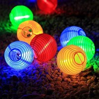 Allomn Solar Lantern String Lights, 19.7Ft 30Led Waterproof Garden Lantern, String Lights Fair Lights With Fabric Lantern Exterior And Interior Decoration For Christmas, Garden, Home, Yard (Colorful)