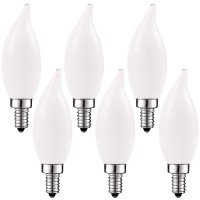 Luxrite 5W Frosted E12 Led Bulb 60W Equivalent, 2700K Warm White, 450 Lumens, Dimmable Candelabra Led Bulbs, Flame Tip Glass, Led Candle Light Bulbs, Ul Listed (6 Pack)