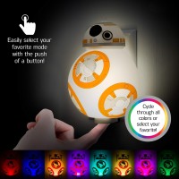 Star Wars Bb-8 Led Night Light, Color Changing, Collector'S Edition, Dusk-To-Dawn Sensor, Plug-In, Disney, Galaxy, Ideal For Bedroom, Bathroom, Nursery, Hallway, 43429