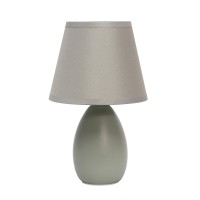 Simple Designs Lt2009-Gry Mini Egg Oval Ceramic Table Desk Lamp, Gray