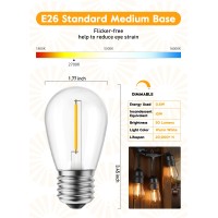 Moonflor S14 Led Light Bulbs 15 Pack 1W (Equivalent To 11 W) Shatterproof Replacement Bulbs With E26 Medium Base, Warm Led Bulbs For Outdoor Patio Garden Vintage String Lights