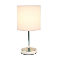 Simple Designs Lt2007-Bpk Chrome Mini Basic Table Lamp With Fabric Shade, Blush Pink