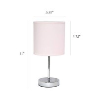 Simple Designs Lt2007-Bpk Chrome Mini Basic Table Lamp With Fabric Shade, Blush Pink