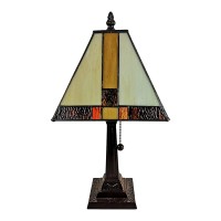 Amora Vintage Tiffany Table Lamp - Yellow & Tan Glass Nightstand Lamp - Table Night Light -Tiffany Lighting - 15 Stained Glass Lamps For Living Room