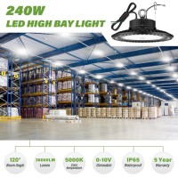 Bft Led High Bay Light 240W Ufo 5000K 36 000Lm 110V Dimmable 1000W Hidhps Replacement Ul 5Foot Cable Ip65 Hook Mount Shop Li