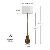 Globe Electric Novogratz X 67225 65 Floor Lamp, 2-Tone Wood Toned Base, White Fabric Shade, Socket Rotary Switch, Living Room Dacor, Reading Light, Home Essentials, Bedroom, Office Accessories