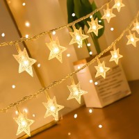 Anjaylia 40 Led Star String Lights 20 Ft Fairy Christmas Lights Battery Operated For Indoor & Outdoor, Party, Wedding And Holiday Decorations Warm White