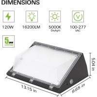 Hykolity 120W Led Wall Pack Light With Dusktodawn Sensor 16200Lm 5000K Daylight Commercial Security Lighting 750W Mh Equivalen