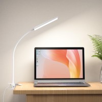 Raoyi Led Desk Lamp, 5W Usb Clip On Light Eye-Caring Reading Clamp Table Lamp With 48 Leds Flexible Gooseneck, 3 Color Modes And 14 Brightness Levels For Office Bedroom Study (White)