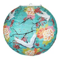 Paperlanternstorecom 14 Inch Crane And Cherry Blossom Premium Paper Lantern