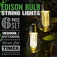 Litezall Led Edison Light Bulb | Warm Glow Led Light Bulb Outdoor String Lights | Decorative Patio Lights Battery Operated Lights Gifts For Men, 5 Pcs, 3 Aa Batteries Not Included