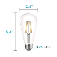 Luxrite Vintage Led Edison Bulb 60W Equivalent, St19 St58, 2700K Warm White, 550 Lumens, Dimmable Led Filament Bulb 5W, Clear Glass, Ul Listed, E26 Medium Base (4 Pack)