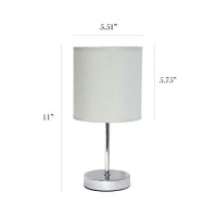 Simple Designs Lt2007-Slt Chrome Mini Basic Table Lamp With Fabric Shade, Slate Gray