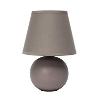 Simple Designs Lt2008Gry Mini Ceramic Globe Table Lamp With Matching Fabric Shade Gray