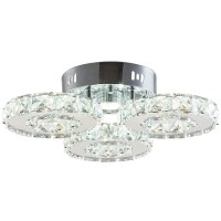 Tonglan Modern Crystal Chandelier 3 Rings Led Crystal Flush Mount Ceiling Light Fixtures Contemporary Stainless Steel Pendant Bedroom Lights Fixtures For Dining Room Living Room (Cool White)