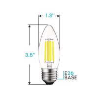 Luxrite 5W Vintage E26 Candelabra Led Bulb 60W Equivalent, 550 Lumen, 5000K Bright White Dimmable, Medium Base Candelabra Bulb, Torpedo Tip Clear Glass, Edison Filament Light Bulb, Ul Listed (12 Pack)