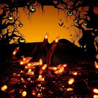 Toodour Orange Halloween Lights, 33Ft 100 Led Orange String Lights With 8 Modes, Battery Operated Halloween Decorative Lights For Outdoor, Party, Halloween Decorations