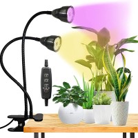 Juhefa Grow Light For Indoor Plants Growing, Gooseneck Clip-On Plant Lamp For Seedlings Succulents Seed Starting,3 Modes & 10-Level Brightness With Timer 3 9 12 Hrs