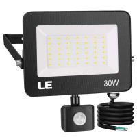 Le 30W Led Security Lights Motion Sensor Light Outdoor, Waterproof Flood Light With Photocell, 2800Lm Daylight White 5000K, Etl Listed Eave/Wall Mounted Floodlight For Backyard, Driveway, Garage