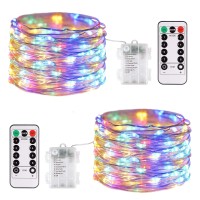 Jmexsuss 2 Pack 100 Led 33 Ft Fairy Lights Battery Operated, Indoor Christmas Twinkle Lights With Remote Timer, 8 Modes Multicolor String Lights For Bedroom Wedding Birthday Party