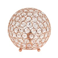 Elegant Designs Lt1026Rgd Elipse 8 Inch Crystal Ball Sequin Table Lamp Rose Gold