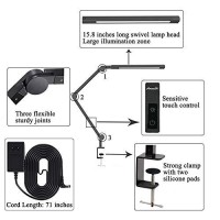 Amazlit Desk Lamp With Clamp, Eye-Care Swing Arm Desk Lamp, Stepless Dimming & Adjustable Color Temperature Modern Architect Lamp With Memory & Timing Function For Study, Work, Home, Office, 12W