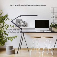 Amazlit Desk Lamp With Clamp, Eye-Care Swing Arm Desk Lamp, Stepless Dimming & Adjustable Color Temperature Modern Architect Lamp With Memory & Timing Function For Study, Work, Home, Office, 12W