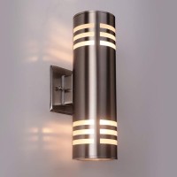 Outdoor Wall Sconce,Cylinder Porch Wall Light With Stainless Steel 304 And Toughened Glass,Waterproof Up Down Light For Garden Patio Bedroom Living Room (Silver,13