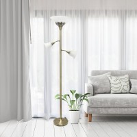 3 Light Floor Lamp With Scalloped Glass Shades Antique Brass