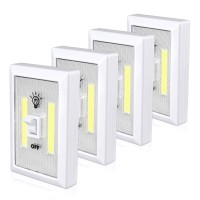 Lzonunl Closet Light, Battery Operated Tap Light, Super Bright Switch Light, Stick On Light, Wall Wireless Mount Under Cabinet Lighting, Push Night Light For Cupboard, Shed, Basements(4 Pack)