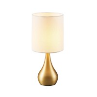 Versanora Sarah Modern Side Reading Table Lamp Tap Touch Control Sensor Small Standing Light With Drum Shade Polished Brass Finish For Living Room Reading Bedroom Office, 15 Inch Height, White