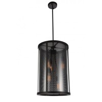 5 Light Down Pendant With Reddish Brown Finish