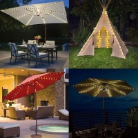 Pulivia Umbrella Lights Patio Outdoor Strings Lights With 104 Leds 8 Lighting Modes Remote Control Battery Operated Waterproof