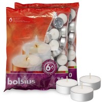 Bolsius 140 Unscented Tea Lights - 6 Burn Hours - Premium European Quality - Consistent Smokeless Flame - 100% Cotton Wick - Dinner, Wedding, Party, Restaurant, Spa, Church, & Home D?Or Tealights