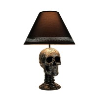 Gardengreeters Light Of Wisdom Gothic Tribal Skull Table Lamp With Shade, Resin