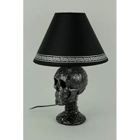 Gardengreeters Light Of Wisdom Gothic Tribal Skull Table Lamp With Shade, Resin