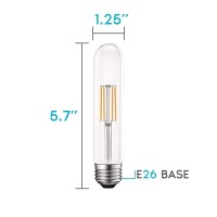 Luxrite Vintage T9 Led Tube Light Bulbs 60W Equivalent, 2700K Warm White, 550 Lumens, Dimmable Edison Tubular Light Bulbs 5W, Clear Glass, Led Filament Bulb, Ul Listed, E26 Standard Base (6 Pack)