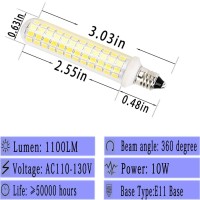 E11 Led Bulbs,100W 120W Halogen Bulb Equivalent,Dimmable,10W,1100Lm,Jd T4 E11 Mini Candelabra Base,Ac110V/130V,E11 Led White 6000K(4 Packs)