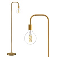 Oneach 63.75 '' Industrial Floor Lamp For Living Room Bedroom Office Metal Minimalist Tall Standing Lamp Antique Brass Gold Floor Lamp Metal Tall Standing Lamp Modern Gold Led Floor Lamp For Home