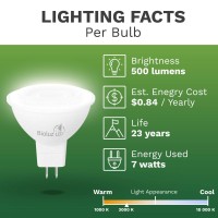 Bioluz Led 6 Pack Mr16 Led Bulb 50W Halogen Replacement Non-Dimmable 7W 3000K 12V Ac/Dc Ul Listed Pack Of 6