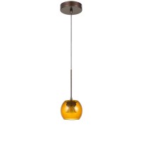 Ithaca 3000K 8W 700 lumen 90 CRI dimmable LED glass mini pendant with amber glass