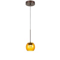 Ithaca 3000K 8W 700 lumen 90 CRI dimmable LED glass mini pendant with amber glass