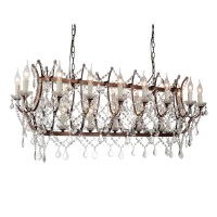 24 Light Up Chandelier With Light Brown Finish