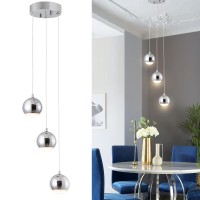 Mayna 3Light Led Light Metal Acrylic Globe Ceiling Pendant Light Dimmable Modern Globular Kitchen Island Light For Living Ro