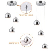 Mayna 3Light Led Light Metal Acrylic Globe Ceiling Pendant Light Dimmable Modern Globular Kitchen Island Light For Living Ro