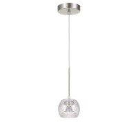 Ithaca 3000K 8W 700 lumen 90 CRI dimmable LED glass mini pendant with clear crackle glass