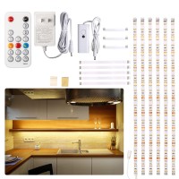 Wobane Under Cabinet Led Lighting Kit, 6 Pcs Led Strip Lights With Remote Control Dimmer And Adapter, Dimmable For Kitchen Cabinet,Counter,Shelf,Tv Back,Showcase 2700K Warm White,Bright 1500Lm,Timing