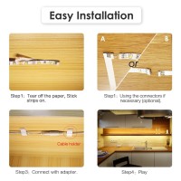 Wobane Under Cabinet Led Lighting Kit, 6 Pcs Led Strip Lights With Remote Control Dimmer And Adapter, Dimmable For Kitchen Cabinet,Counter,Shelf,Tv Back,Showcase 2700K Warm White,Bright 1500Lm,Timing