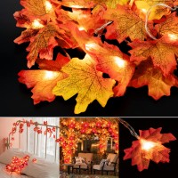 Muscccm String Lights Maple Leaf Light Twinkle Hanging Lighting Decorations For Indoor Outdoor Garden Halloween Thanksgiving Christmas Party D?Cor Gradient?Color(20 Lights)