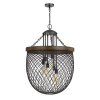 Marion Metalwood Mesh Shade Chandelier Edison Bulbs Not Included Fx37186